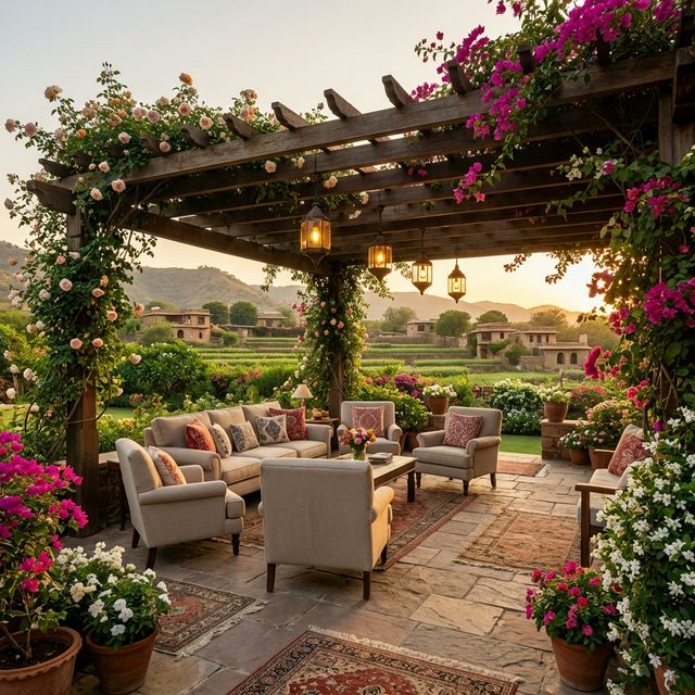 Serene outdoor terrace at Avon Retreat